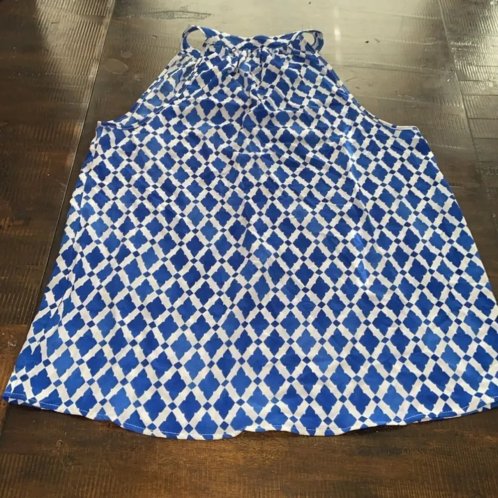 Mud pie Blue Geometric Blouse Ladies Large